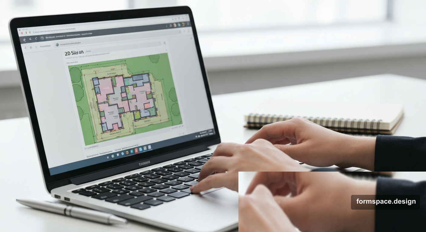 2D plot plan in FormSpace: boundaries, zones, and objects