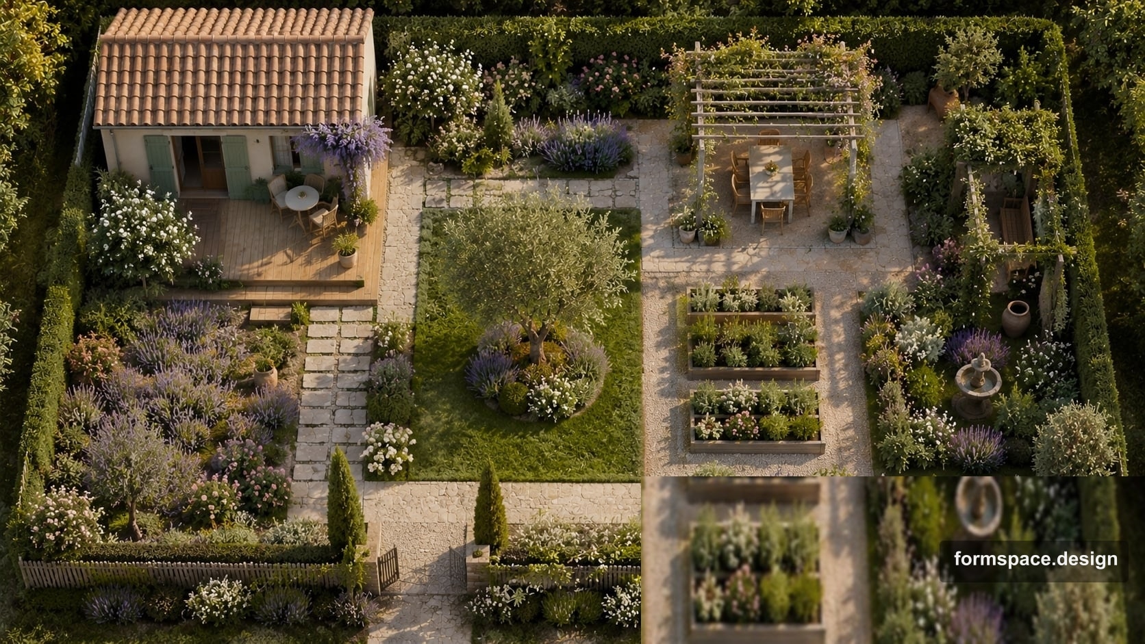 Provence garden on 6 sotok: zone scheme and materials