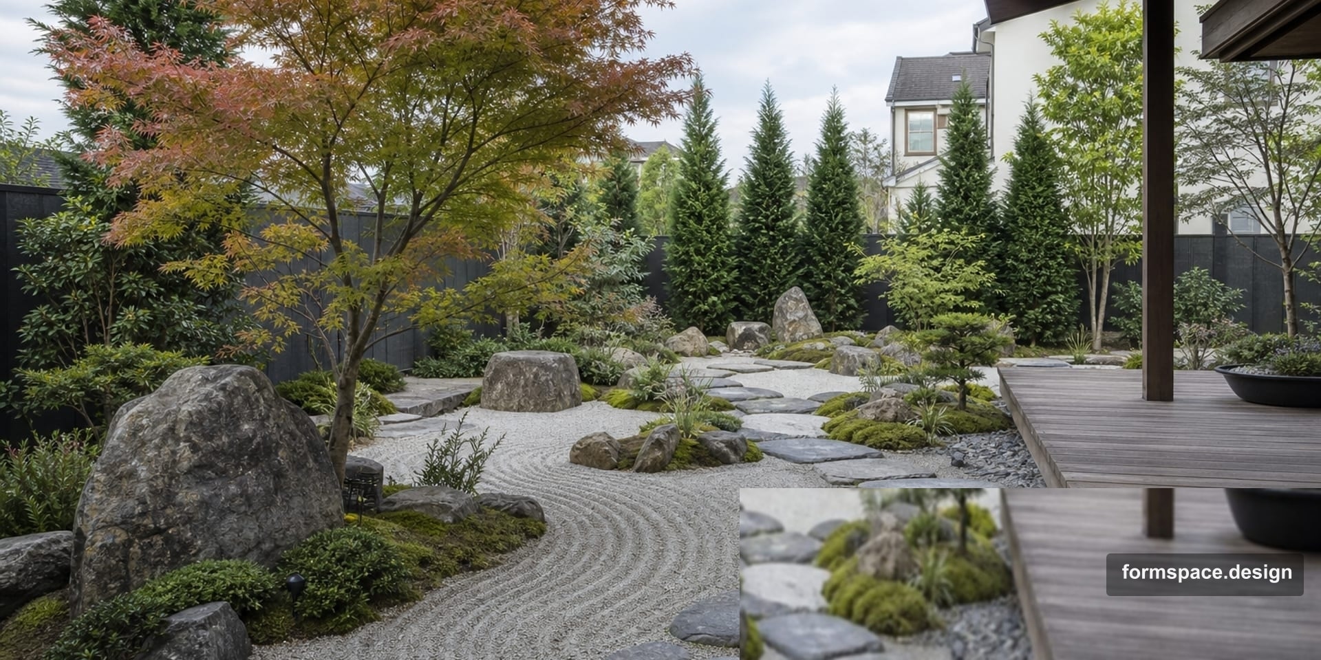 Japanese garden on 6 sotok: zone scheme and materials